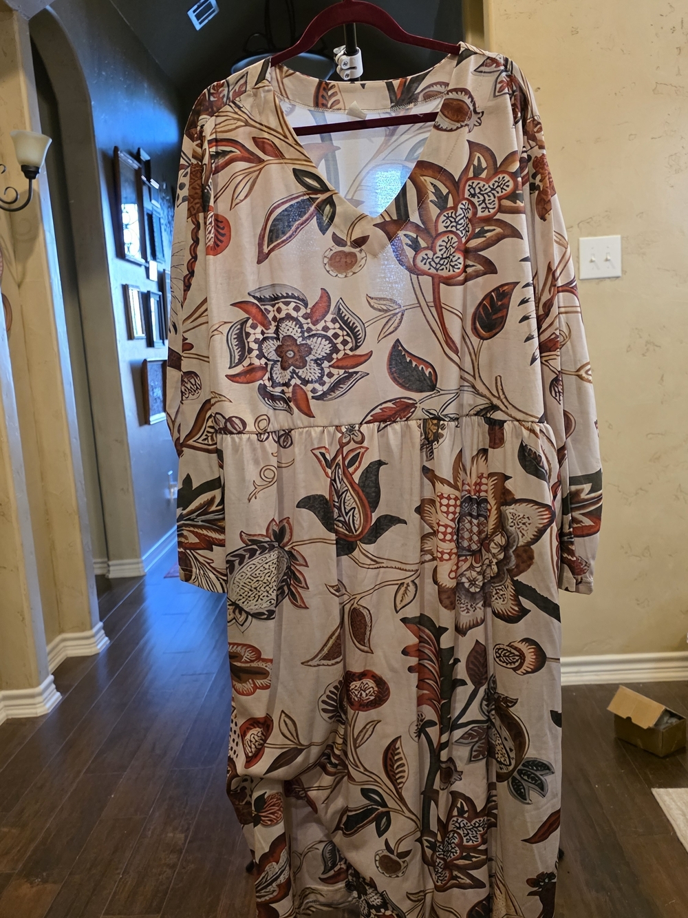 Women’s 4XL Floral Boho Maxi Dress Long Sleeve Plus Size Flowy Casual